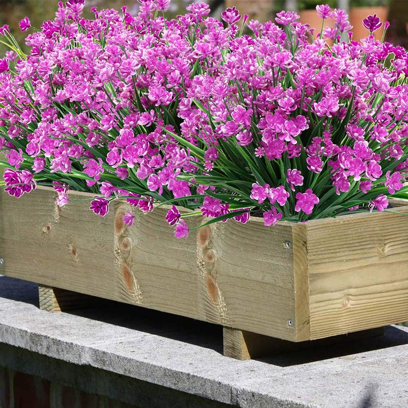 ArtBloom 20 Bundles Outdoor Artificial Fake Flowers UV Resistant Shrubs Plants, Faux Plastic Greenery for Indoor Outside Hanging Plants Garden Porch Window Box Home Wedding Farmhouse Decor (Fuchsia) - Image 2